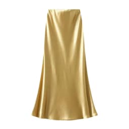 Women Summer Satin Long Skirt 2025 Trendy Elegant High Waist Solid Color Luxury Faldas