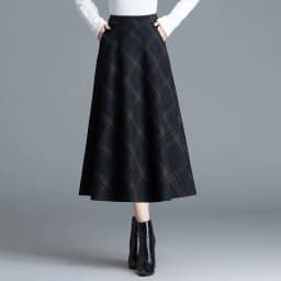 Autumn Winter Long Woolen Skirts Women Vintage Maxi Skirts High Waist Warm Elegant Office Lady Elastic A-Line Plaid Skirt W1788