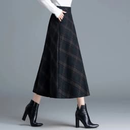 Autumn Winter Long Woolen Skirts Women Vintage Maxi Skirts High Waist Warm Elegant Office Lady Elastic A-Line Plaid Skirt W1788