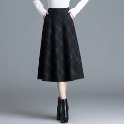 Autumn Winter Long Woolen Skirts Women Vintage Maxi Skirts High Waist Warm Elegant Office Lady Elastic A-Line Plaid Skirt W1788