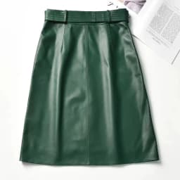 Clothes For Women 2025 Genuine Leather Skirt Female A-line Pockets Wrap Jupe Mujer Midi Long Belt Dark Green Saias Femininas