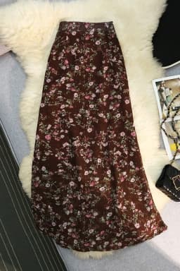 New Women Slim Elegant Skirts Vintage Floral Print A-line Mermaid Long Skirts Summer Streetwear High Waist Chiffon Holiday Skirt