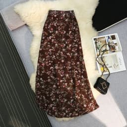 New Women Slim Elegant Skirts Vintage Floral Print A-line Mermaid Long Skirts Summer Streetwear High Waist Chiffon Holiday Skirt