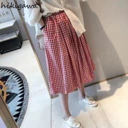 Plaid Skirt Women's Clothing High Waist Big Swing Japanese Jupe 2025 Faldas Mujer De Moda Vintage Saia Fashion Korean Skirts