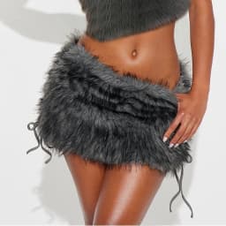 Women Side Bandage Bodycon Skirt Luxury Artificial Fur Mini Skirt Elegant Lady Vintage Grunge Pencil Skirt Female Club Party