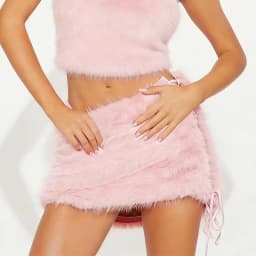 Women Side Bandage Bodycon Skirt Luxury Artificial Fur Mini Skirt Elegant Lady Vintage Grunge Pencil Skirt Female Club Party