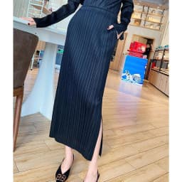 Elegant Pleated Midi Skirt High Waist Straight Cut Slimming Korean Style City Commute Polyester Fiber Wrap Skirt 003