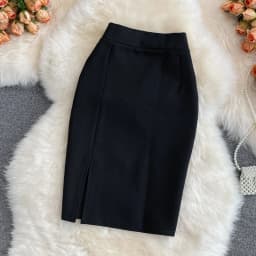 High Waist Midi Skirt Women's OL Profional Slimming Side Slit Wrap A-Line One Step Skirt Autumn Korean Sle Commute