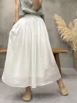 Elegant Artistic Summer New Style Pure Color Loose Waist Fairy Skirt Women's High Waist Midi Skirt A-Line Long Skirt