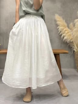 Elegant Artistic Summer New Style Pure Color Loose Waist Fairy Skirt Women's High Waist Midi Skirt A-Line Long Skirt