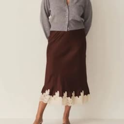 Women Satin Floral Lace Trim Maxi Skirts Elegant Fashon Lady Silky Flowy A Line Skirt Y2k Going Out Half Slip Long Skirts