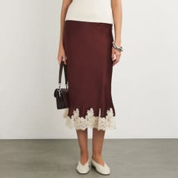 Women Satin Floral Lace Trim Maxi Skirts Elegant Fashon Lady Silky Flowy A Line Skirt Y2k Going Out Half Slip Long Skirts