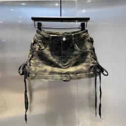 Design Sense Straps Spice Girl Hip Skirt Women 2026 Summer Retro High Street Leopard Print Denim Skirt