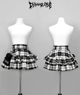 Japanese Harajuku Punk College Style Plaid Cake Ultra Short Skirt Subculture Y2k Girl Autumn High Waist Mini Skirt with Waistbag