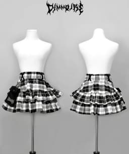Japanese Harajuku Punk College Style Plaid Cake Ultra Short Skirt Subculture Y2k Girl Autumn High Waist Mini Skirt with Waistbag