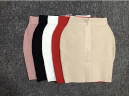 42CM Length Bandage Skirts Women Sexy High Waist Bodycon Mini Asymmetric Skirt Elastic High Street Evening Club Party Bottoms