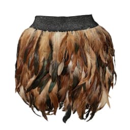 Womens Faux Feather Mini Skirt Elastic Mid Waist A-line Skirt Ladies Mardi Gras Outfit Festivals Carnival Dance Party Supplies
