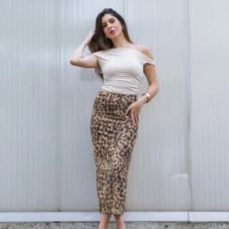 HXAO Tulle Leopard Skirts For Women Vintage Summer Long Skirt Woman Print Elegant Women's Skirts High Waist Sexy Skirts 088