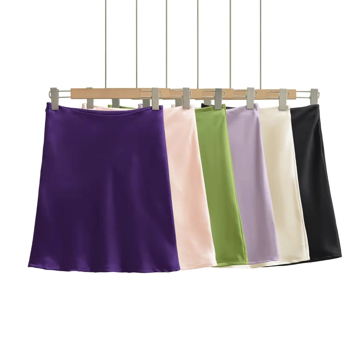 Modern High Waist Asymmetrical Acetate Satin Half Skirt for Women Side Hidden Zipper Short Skirt Elegant A-Line Silhouette