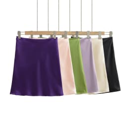 Modern High Waist Asymmetrical Acetate Satin Half Skirt for Women Side Hidden Zipper Short Skirt Elegant A-Line Silhouette