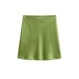 Modern High Waist Asymmetrical Acetate Satin Half Skirt for Women Side Hidden Zipper Short Skirt Elegant A-Line Silhouette