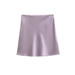 Modern High Waist Asymmetrical Acetate Satin Half Skirt for Women Side Hidden Zipper Short Skirt Elegant A-Line Silhouette