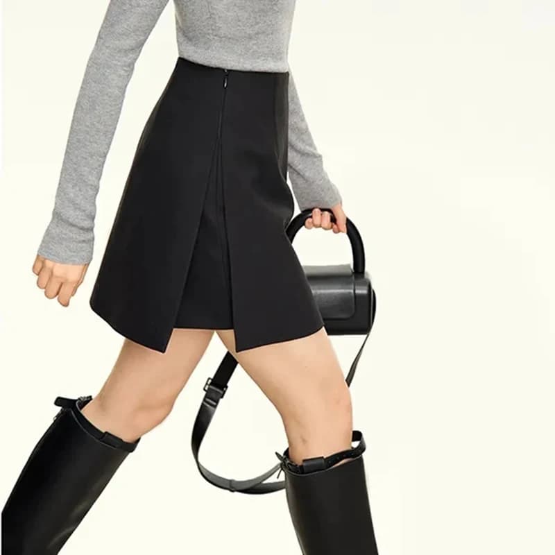 Women Simple Casual Shorts Skirts Korean High Waist Office Lady Commuting Straight A Line Skirts Solid All Match Female Skirts