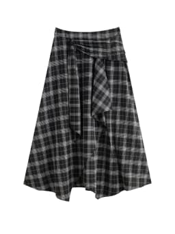ZIQIAO 2025 Summer Petite Artistic Check Skirt - High-Waisted Asymmetric Hem & A-Line Silhouette for Retro Chic 25ZQ92390
