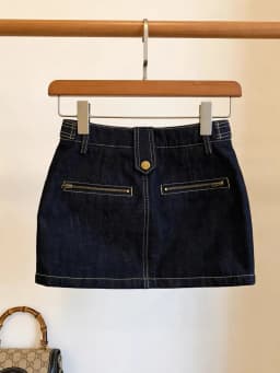 Retro Dark Blue Denim Skirt Women's Summer High-waisted Design Slim A-line Hip Skirt