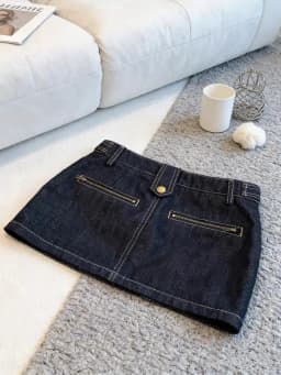 Retro Dark Blue Denim Skirt Women's Summer High-waisted Design Slim A-line Hip Skirt