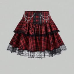 Plaid Print Subcultures Punk Rock Y2k Mini Skirt High Waist Ruffle Cake Lace Up Harajuku Gothic 2000s Ball Gown Skirts for Women