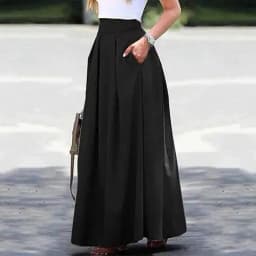 Bohemian Women Satin Silk Long Skirts Cotton Solid Elegant Loose Sundress Femme Elastic Waist Oversized Casual Dresses ONSJ