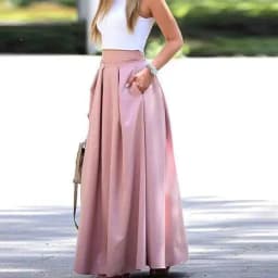 Bohemian Women Satin Silk Long Skirts Cotton Solid Elegant Loose Sundress Femme Elastic Waist Oversized Casual Dresses ONSJ