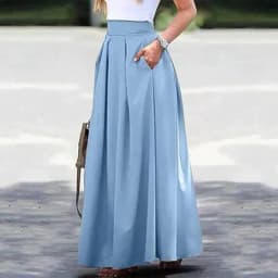 Bohemian Women Satin Silk Long Skirts Cotton Solid Elegant Loose Sundress Femme Elastic Waist Oversized Casual Dresses ONSJ