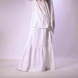 Real Photo Good Quality Women Summer Cotton Elegant White Long Skirts High Waist A-Line Boho Maxi Skirts Faldas Femme Streetwear