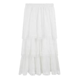 womens 2024 Fashion Korean Women New White Black Long Crochet Lace Skirt Summer High Elastic Waist Low Ruffle Pleated Skirts