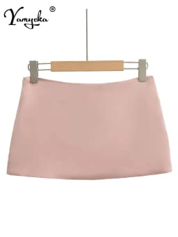 Sexy Vintage Satin Black White Mini Skirt Women Summer Clothes Pink Fashion Short Skirts Woman Clothing Cute Micro Pencil Skirt