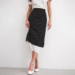 Talenza Women's Elegant Polka Dot Maxi Skirt Summer Print Contrast Slit Patchwork Casual Skirt Vintage High Waist Female Skirts