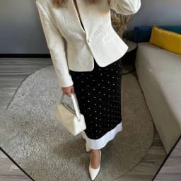 Talenza Women's Elegant Polka Dot Maxi Skirt Summer Print Contrast Slit Patchwork Casual Skirt Vintage High Waist Female Skirts