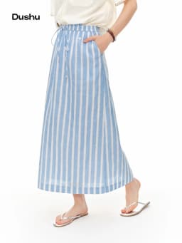 DUSHU 2026 Summer Women's High Waist A-Line Skirt with Elasticized Waist and Relaxed Fit for Daily and Summer Wear