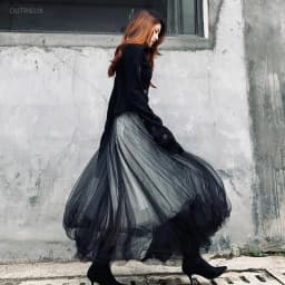 Harajuku Punk Long Skirts For Women Patchwork Gauze Chic Jupe 2026 Faldas Mujer De Moda Japanese Lace A-line Streetwear Skirt