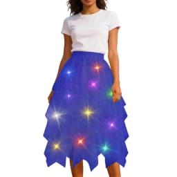 LED Glowing Light Women Tulle Star Skirt Short Tutu Skirt Adult Fancy Ballet Dancewear Party Costume Ball Gown Long Skirt