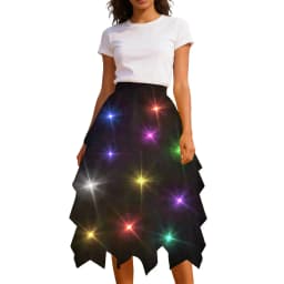 LED Glowing Light Women Tulle Star Skirt Short Tutu Skirt Adult Fancy Ballet Dancewear Party Costume Ball Gown Long Skirt
