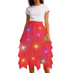 LED Glowing Light Women Tulle Star Skirt Short Tutu Skirt Adult Fancy Ballet Dancewear Party Costume Ball Gown Long Skirt