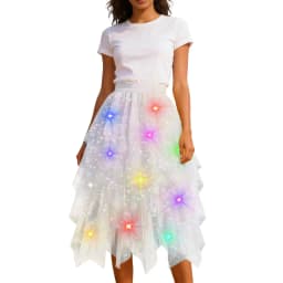 LED Glowing Light Women Tulle Star Skirt Short Tutu Skirt Adult Fancy Ballet Dancewear Party Costume Ball Gown Long Skirt