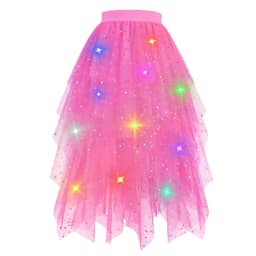 LED Glowing Light Women Tulle Star Skirt Short Tutu Skirt Adult Fancy Ballet Dancewear Party Costume Ball Gown Long Skirt