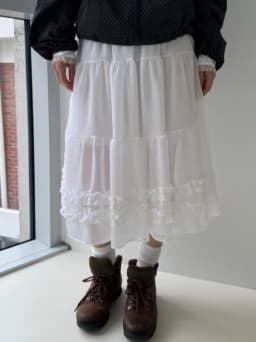 Summer New Pure Color High-End Gauze Skirt Half-length See-through Bordered Mushroom Lace Japanese Style Women's Inner Wear