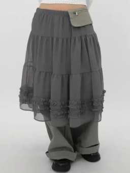 Summer New Pure Color High-End Gauze Skirt Half-length See-through Bordered Mushroom Lace Japanese Style Women's Inner Wear
