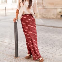 Women Polka Dot Maxi Skirt Elegant Bodycon A Line Flare Long Skirts Cute Dots Print Flowy Maxi Satin Skirt Vintage Streetwear