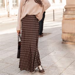 Women Polka Dot Maxi Skirt Elegant Bodycon A Line Flare Long Skirts Cute Dots Print Flowy Maxi Satin Skirt Vintage Streetwear